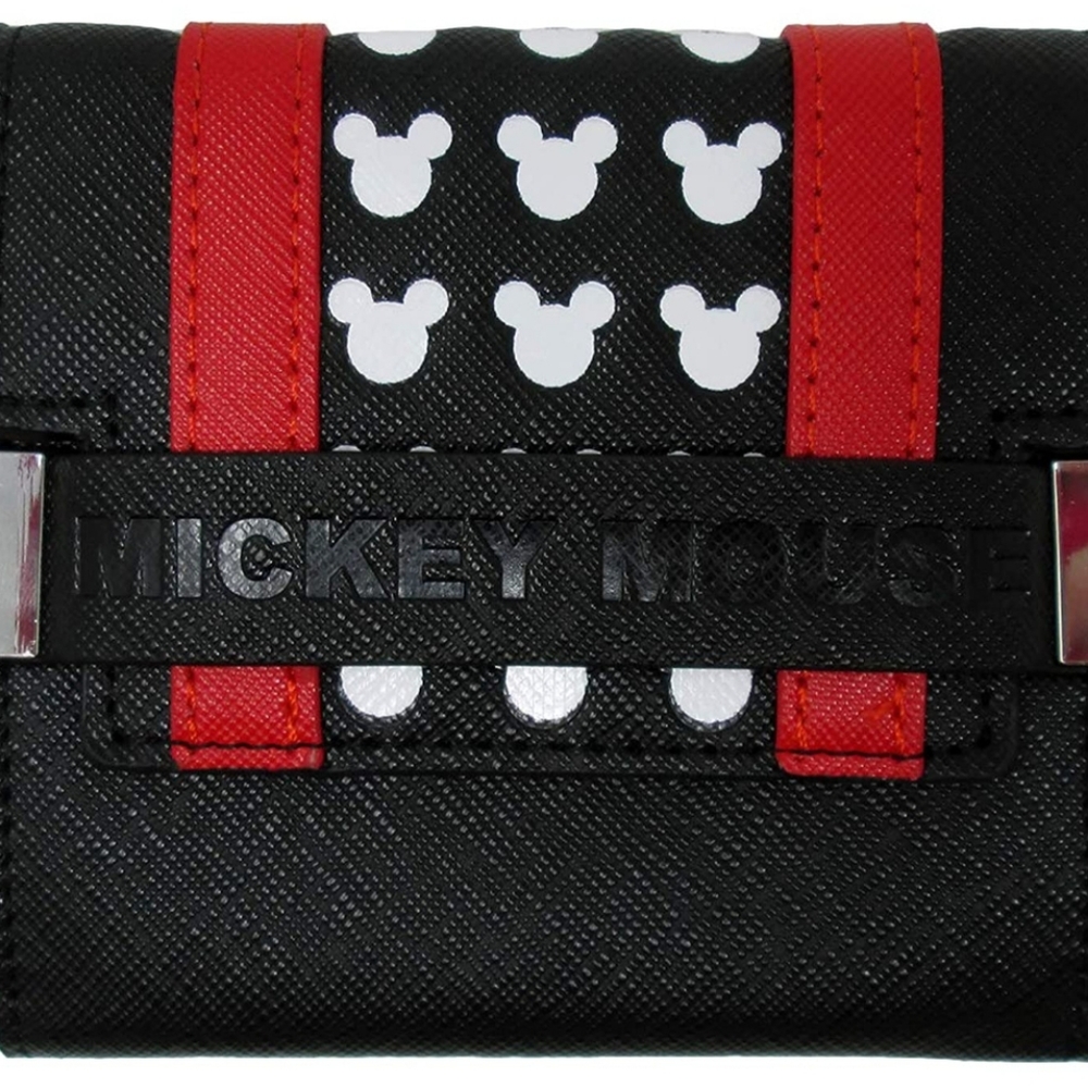 Mickey Black and Red Trifold Wallet